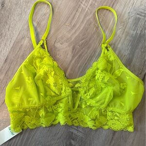aerie Neon Yellow Lace Bralette Size S